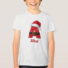 Camiseta Letra A Monograma Fato de Papai Noel Alfabeto de N