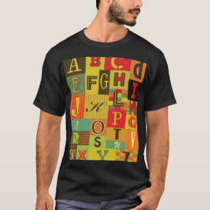 Camiseta Letra-alfabética, caracter vintage