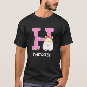 Camiseta Letra alfabética de hamster escura Crianças de ani