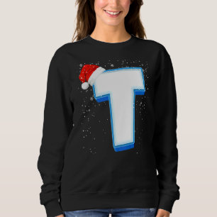 Camiseta Letra alfabética do Monograma de Natal Snowy Maiús
