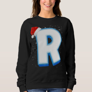 Camiseta Letra alfabética R Snowy Maiúscula de Natal Monogr