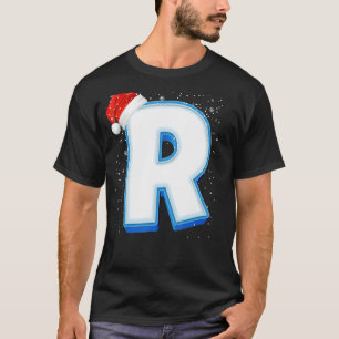 Camiseta Letra alfabética R Snowy Maiúscula de Natal Monogr