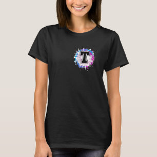 Camiseta Letra arco-íris inicial Nomes alfabéticos começand