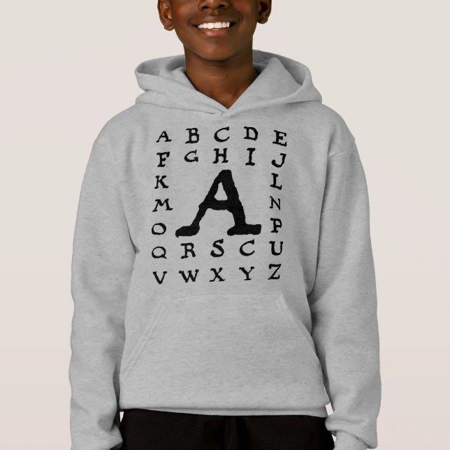 Camiseta Letra Artística "A" Woodcut Inicial (Frente)