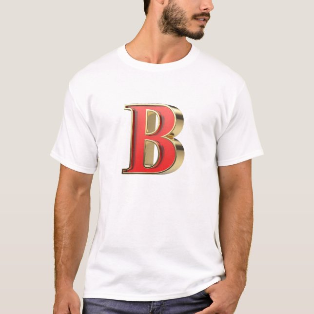Camiseta Letra B de vidro vermelho (Frente)