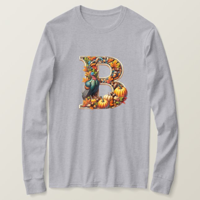 Camiseta Letra B em estilo de Ação de Graças (Frente do Design)