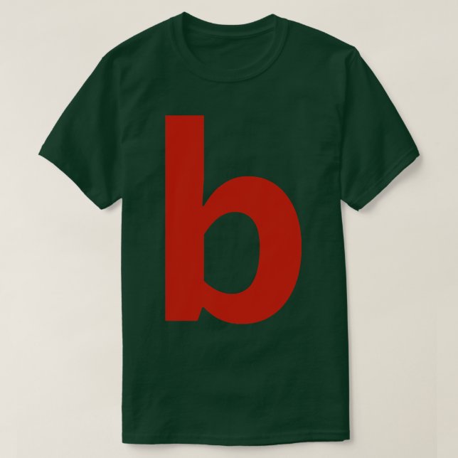 Camiseta Letra b em texto vermelho Tipografia mínima (Frente do Design)