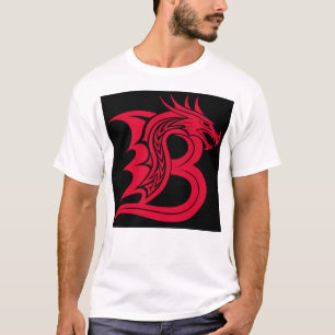 Camiseta Letra B Estilizada com Dragão, Alfabeto de Dragão,