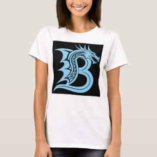 Camiseta Letra B Estilizada com Dragão, Alfabeto de Dragão,