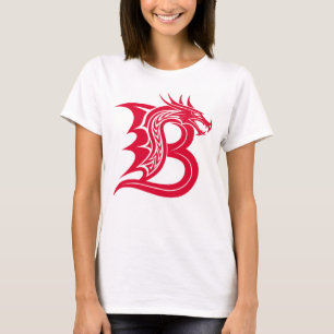 Camiseta Letra B Estilizada com Dragão, Alfabeto de Dragão,