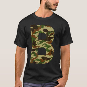 Camiseta Letra B Maiúscula Camuflagem Alfabética Inicial
