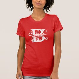 Camiseta Letra B Monograma de Natal Nome Inicial Vermelho