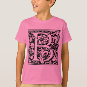 Camiseta Letra B Monograma Medieval Arte Nova