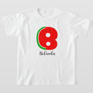 Camiseta Letra B Nome T-shirt, Alphabet Watermelon