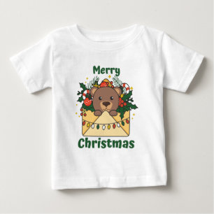 Camiseta Letra Bear Natal Ursos de Inverno