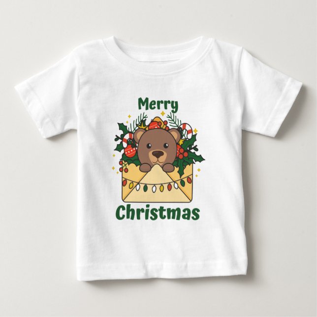 Camiseta Letra Bear Natal Ursos de Inverno (Frente)