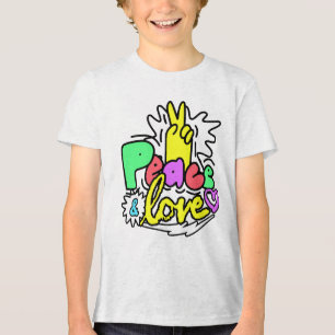 Camiseta Letra Bolha Paz & Amor 