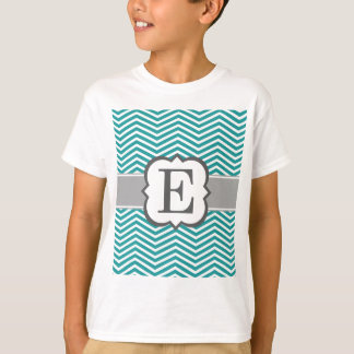 Camiseta Letra branca E Chevron do monograma da cerceta