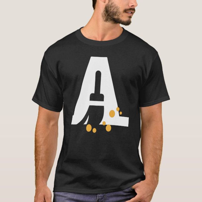 Camiseta Letra branca grande a alfabeto uma espinha inicial (Frente)