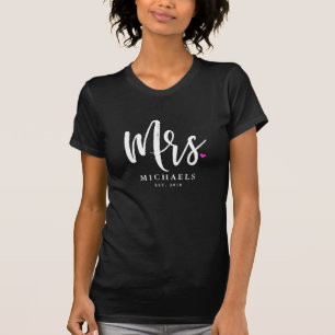 Camiseta Letra Branca Sra. (Nome) Com Seu Ano De Casamento