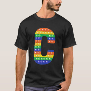 Camiseta Letra C Maiúscula Alphabet Fidget Pop It Funny Mat