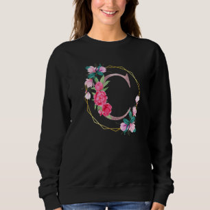 Camiseta Letra C Monograma Floral Inicial Meninas