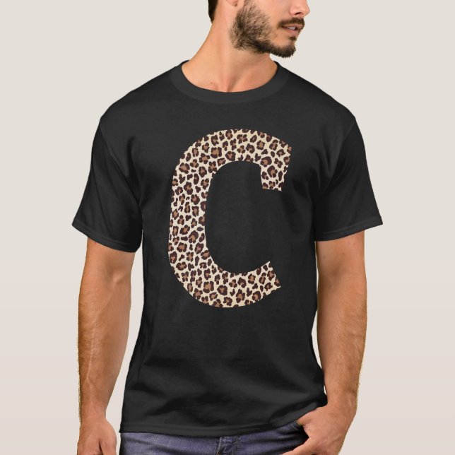 Camiseta letra C padrão da pele do leopardo impressão, nome (Frente)