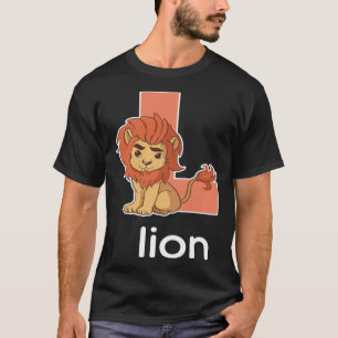 Camiseta Letra Cute Lion Alphabet Letra Big Cats Crianças