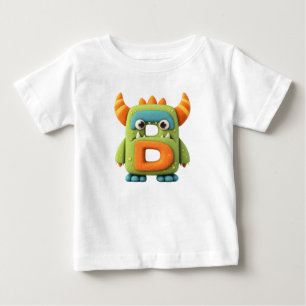 Camiseta Letra D do Alfabeto Monstro – Monstro Fofo com Chi