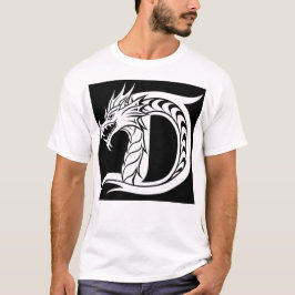 Camiseta Letra D Estilizada com Dragão, Alfabeto de Dragão,