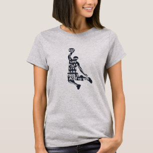 Camiseta letra de corpo de cheio de basquete de salto