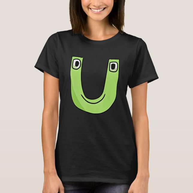 Camiseta Letra de Emoção U Alphabet Lore Para Meninas (Frente)