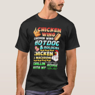 Camiseta Letra de Música Viral de Asa de Frango Hot Dog e B