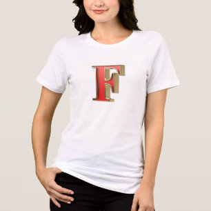 Camiseta Letra de vidro vermelho F