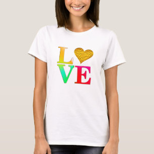 Camiseta Letra dia de os namorados Heart and Love Impressão