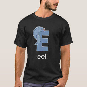 Camiseta Letra do Alfabeto de Enguia Oceano Animal Peixe Pe