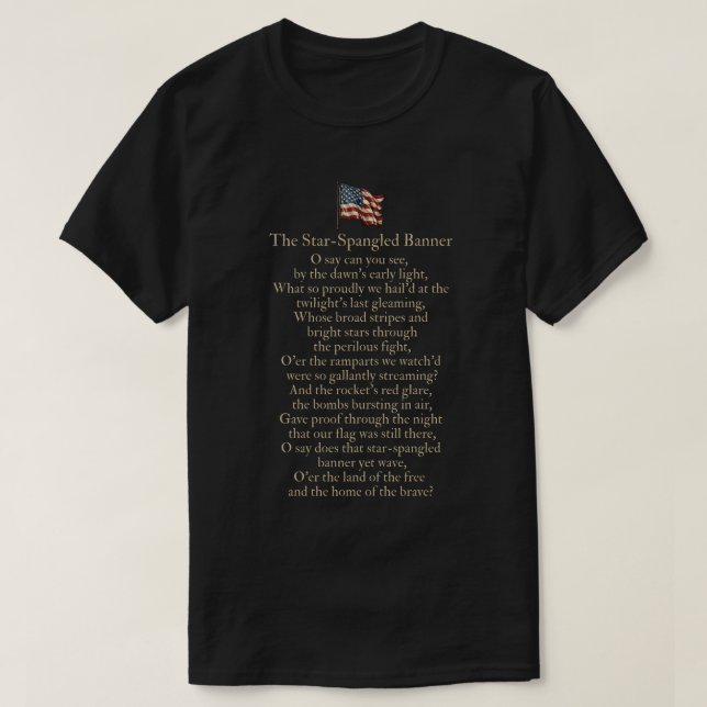 Camiseta Letra do Hino dos EUA  (Frente do Design)