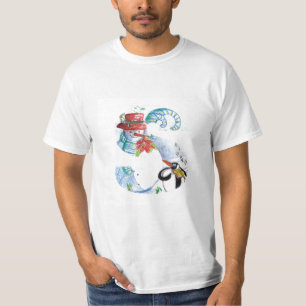 CAMISETA LETRA DO NATAL S, MONOGRAMA DO SERENADE DO PINGUIM