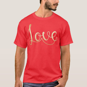 Camiseta Letra Dourada de amor