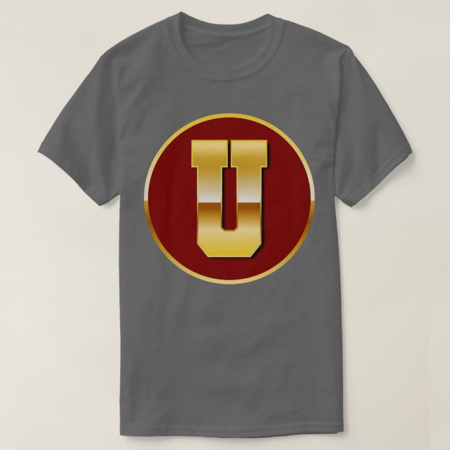 Camiseta Letra Dourada U (Frente do Design)