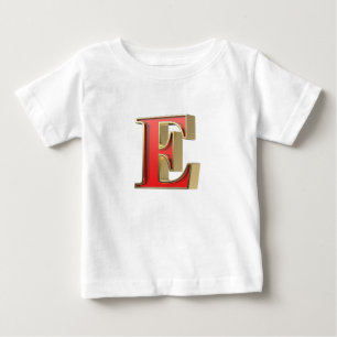 Camiseta Letra E de vidro vermelho
