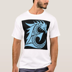 Camiseta Letra E Estilizada com Dragão, Alfabeto de Dragão,