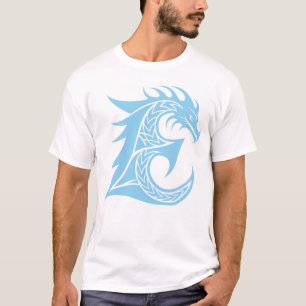 Camiseta Letra E Estilizada com Dragão, Alfabeto de Dragão,