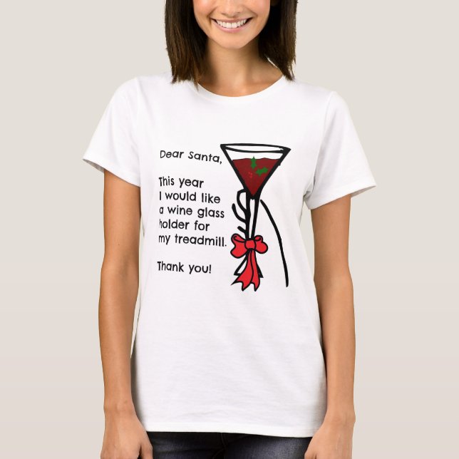 Camiseta Letra engraçada ao suporte do vidro de vinho da (Frente)