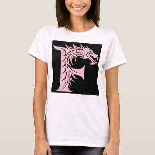Camiseta Letra F Estilizada com Dragão, Alfabeto de Dragão,