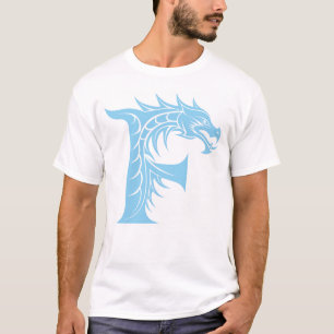 Camiseta Letra F Estilizada com Dragão, Alfabeto de Dragão,