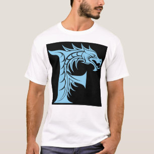 Camiseta Letra F Estilizada com Dragão, Alfabeto de Dragão,