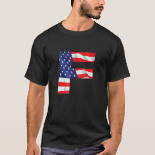 Camiseta Letra F Maiúscula Alfabet Eua American Flag Monsen