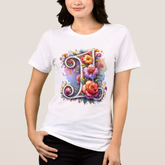 Camiseta Letra Floral Ilustrada "1" (Vibrante)