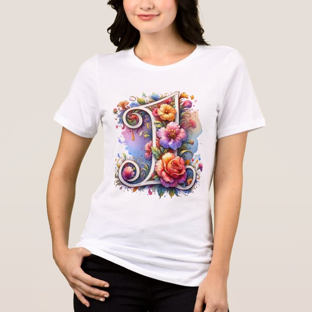 Camiseta Letra Floral Ilustrada "1" (Vibrante) (Frente)